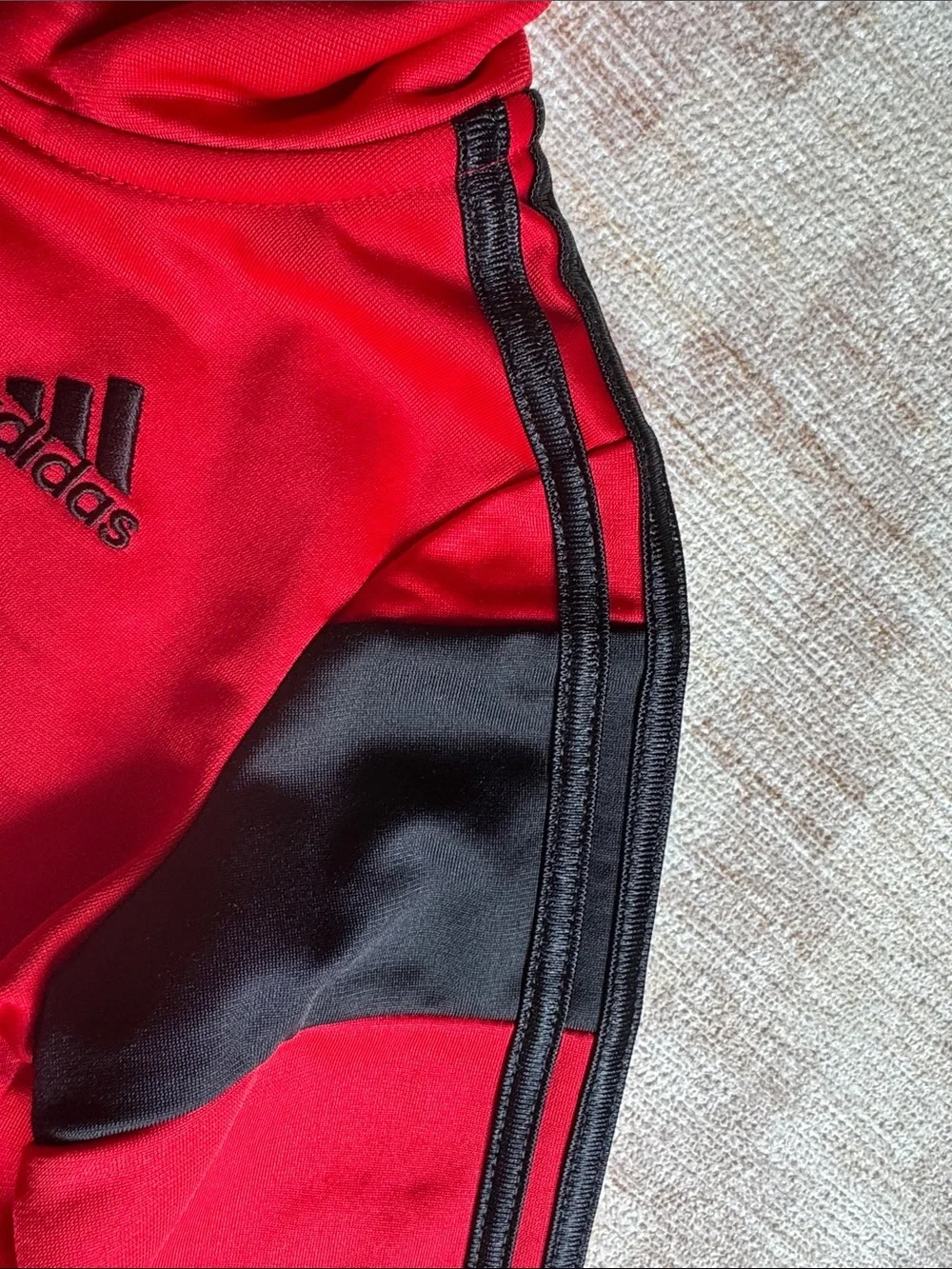 adidas Red Kids Tracksuit with Black Stripes and Accents size 18M